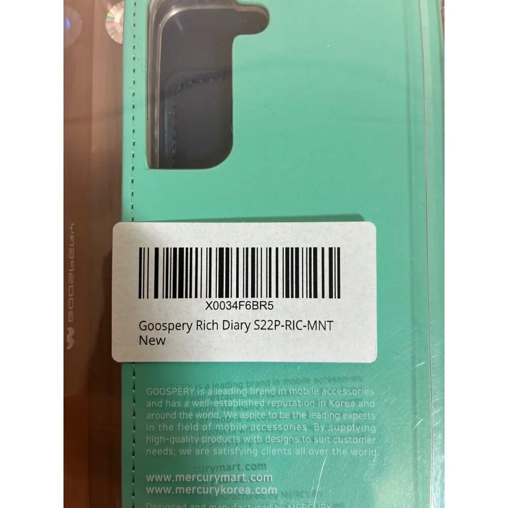 Gooseberry Rich Diary Cellphone Case Wallet for Samsung Galaxy S22+ Green Teal